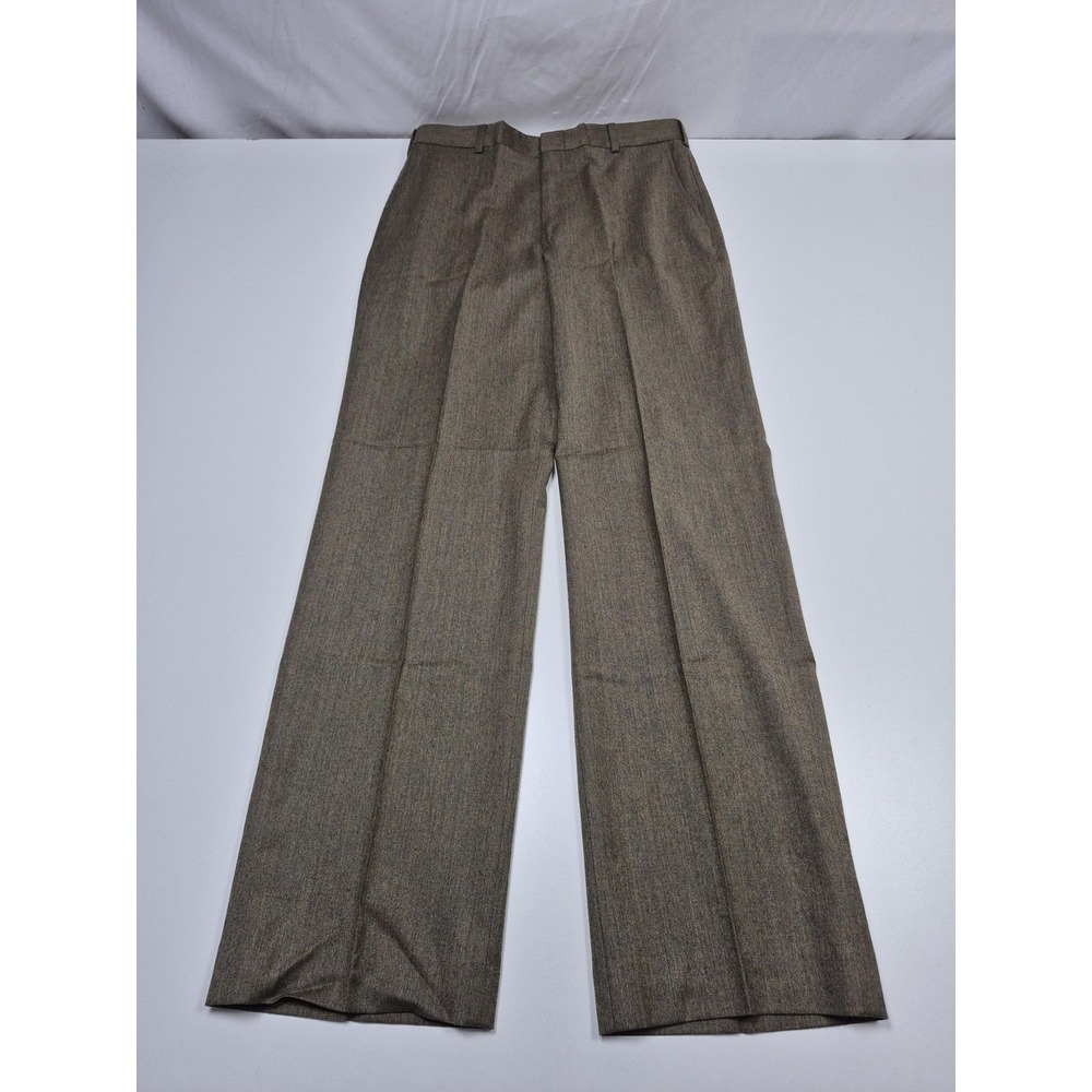 VTG John Alexander Dress Pants Mens 32x32 Brown Wool Flat Front Made in USA